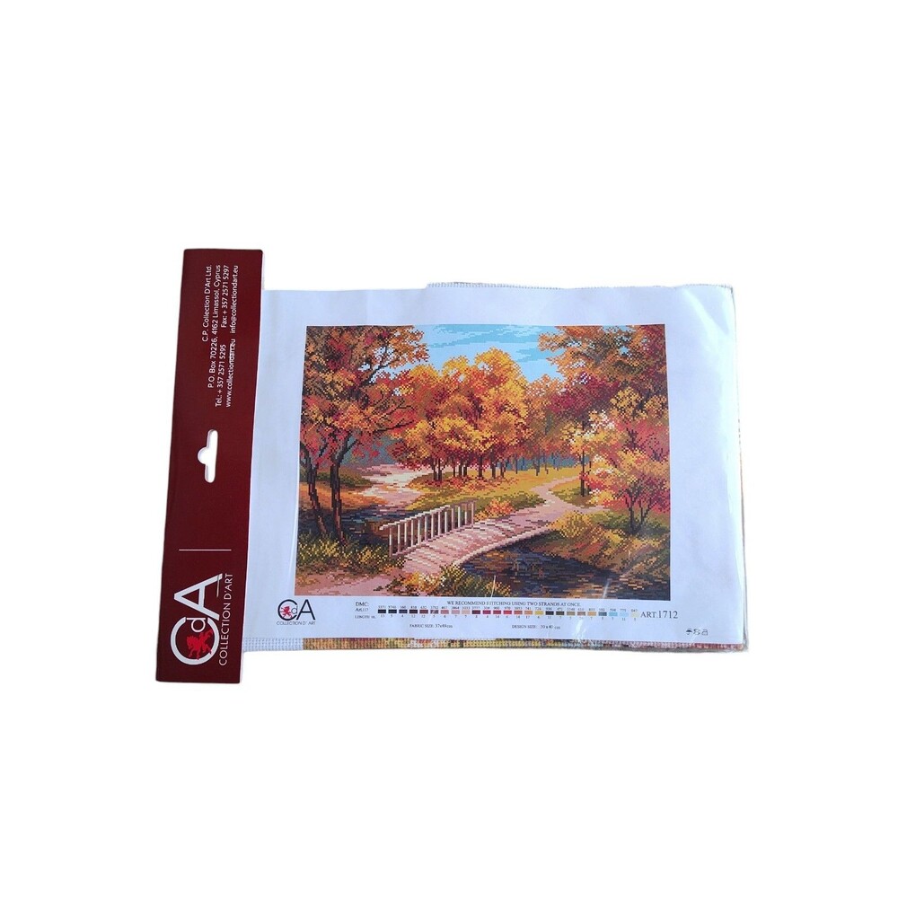 Collection D'Art Needlepoint Kit Preprinted Autumn Landscape Sealed